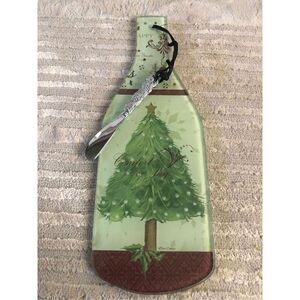 Vintage Terri Conrad Comfort & Joy  Glass Cheese Board